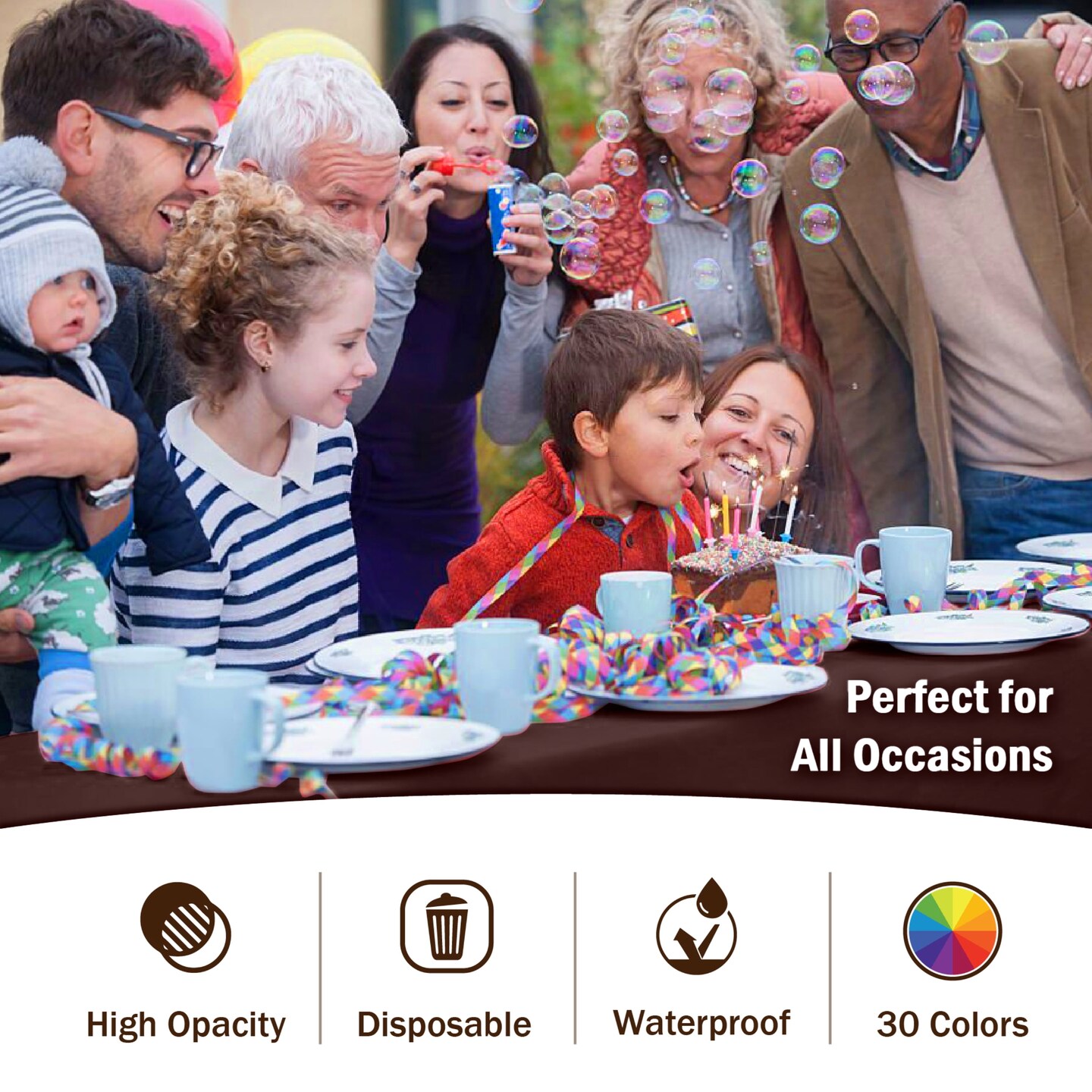 Exquisite 12-Pack Premium Plastic Tablecloth 54in. x 108in. Rectangle Plastic Table Cover