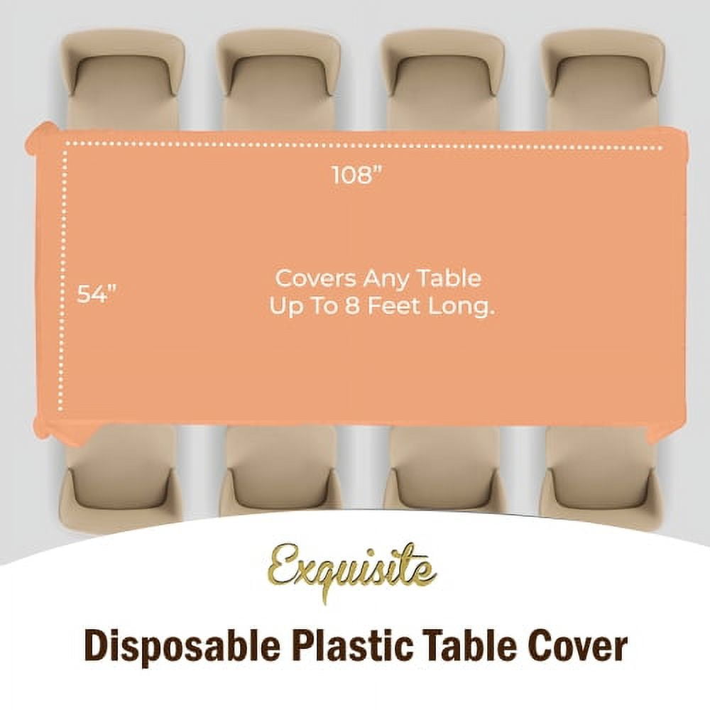 Exquisite 12-Pack Premium Plastic Tablecloth 54in. x 108in. Rectangle Plastic Table Cover