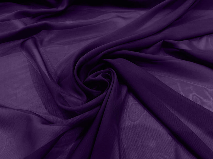 1 Yard 58/60&#x22; Width Solid Chiffon Lightweight Soft Polyester Fabric