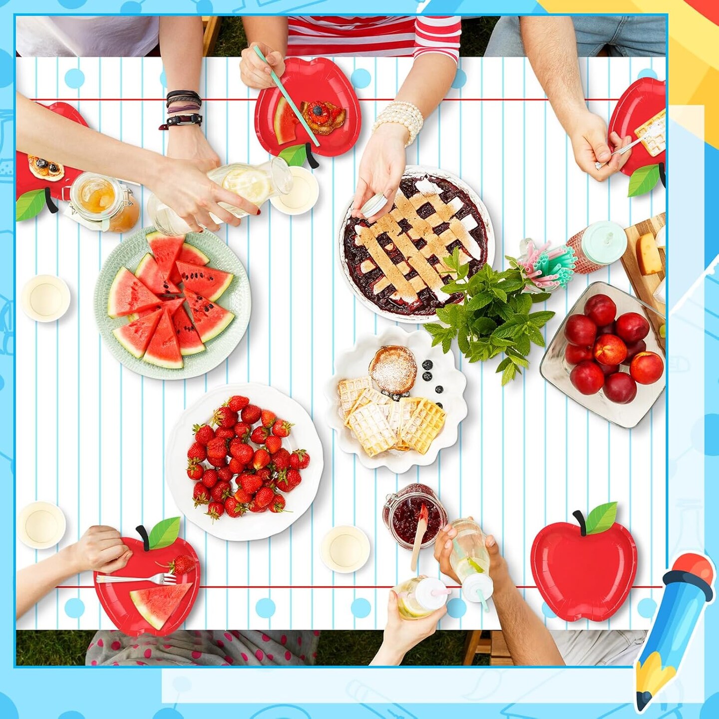 4 Pcs Preschool Kindergarten Back to School Party Tablecloth