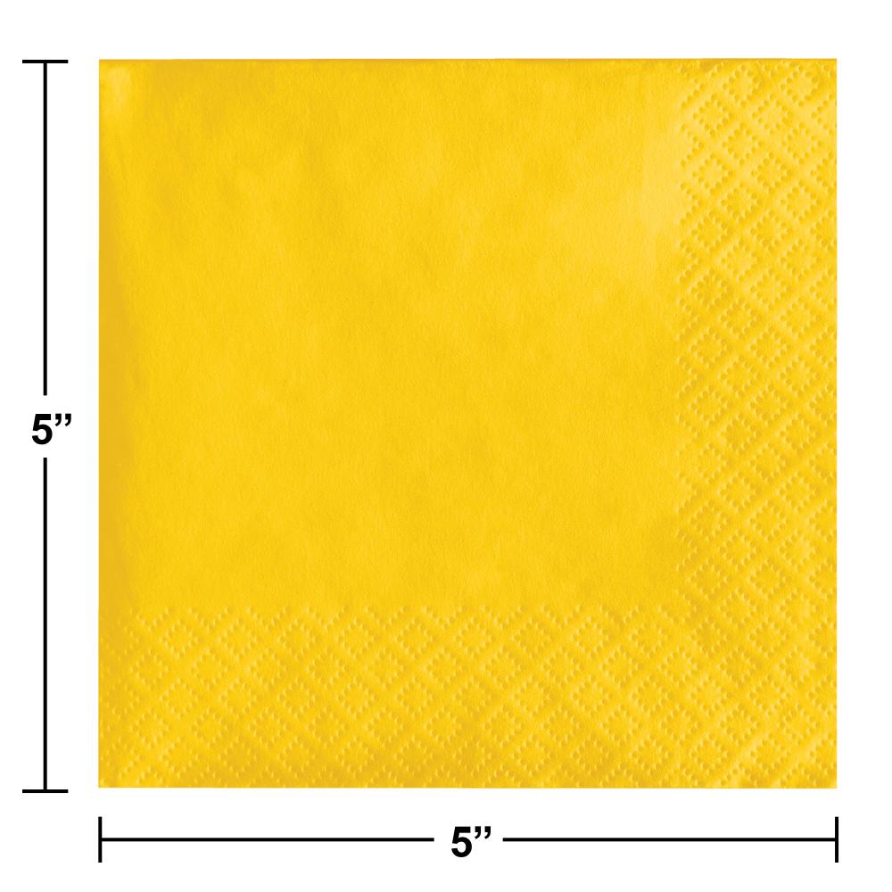 240/Case Bulk School Bus Yellow Value Friendly Beverage Napkins