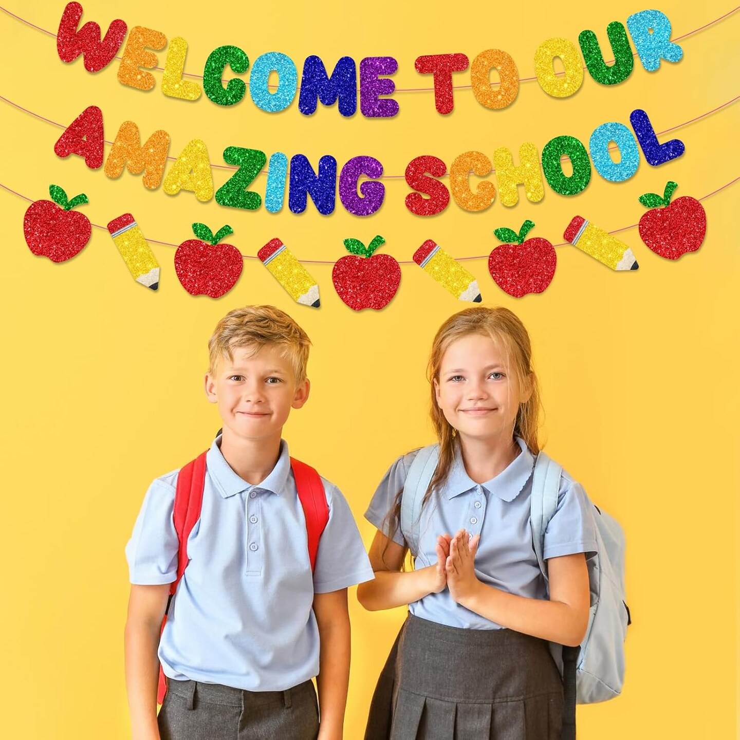 Welcome To School Banner (red and pink) 4&#x22;L x 4&#x22;W