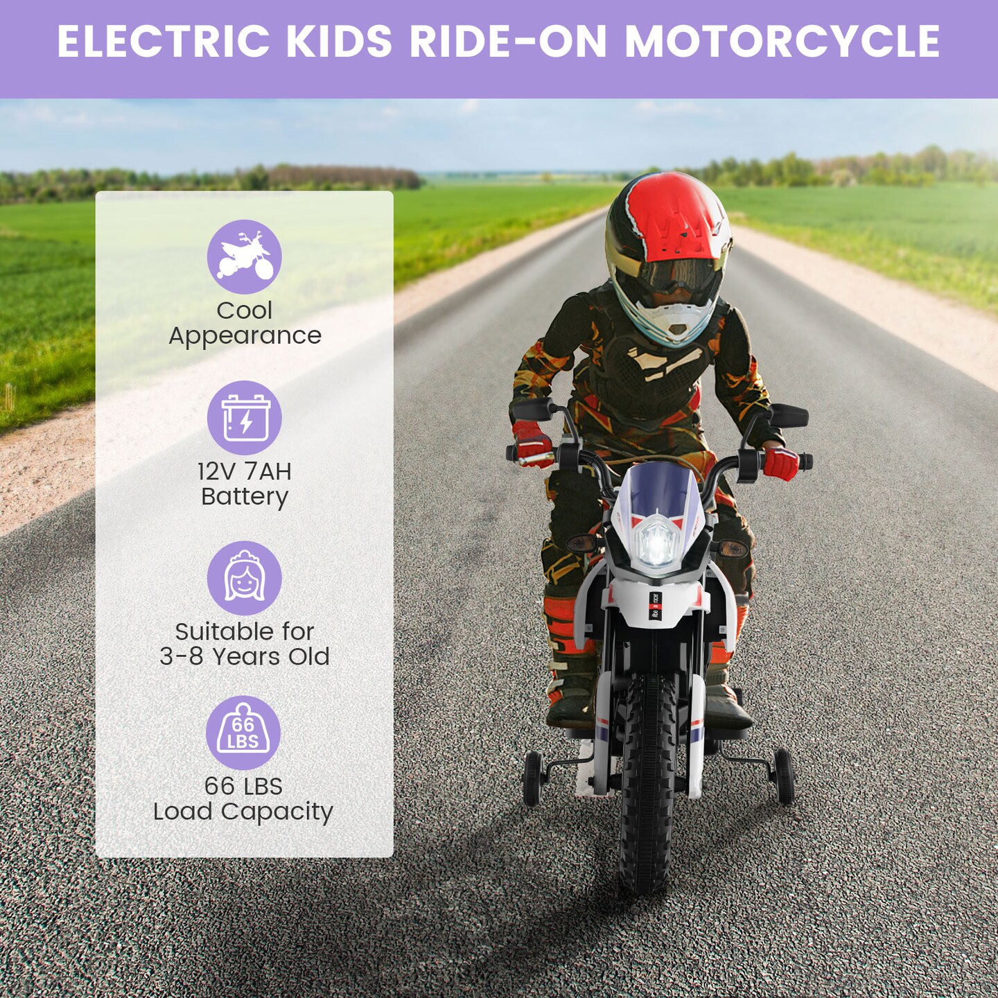 Costway 12V Licensed Aprilia Kids Ride On Motorcycle Electric Dirt Bike with Light & Music