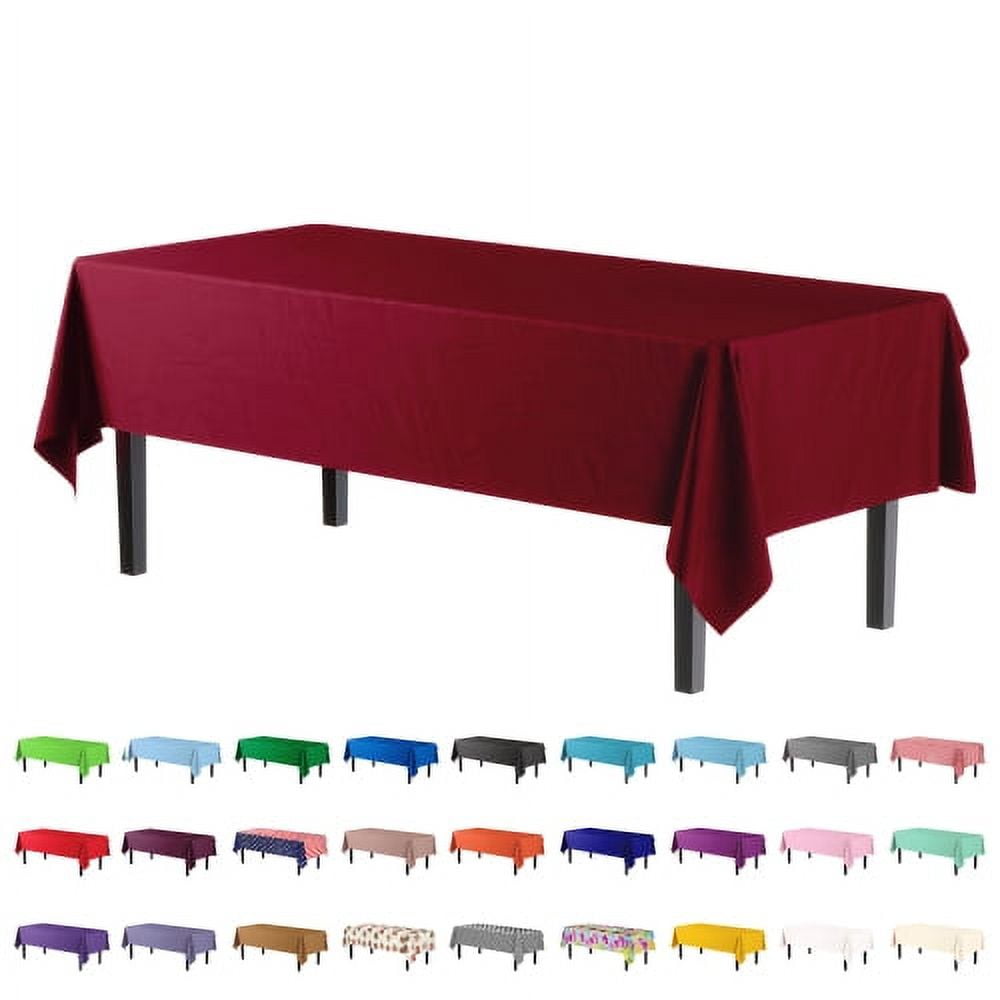 Exquisite 12-Pack Premium Plastic Tablecloth 54in. x 108in. Rectangle Plastic Table Cover