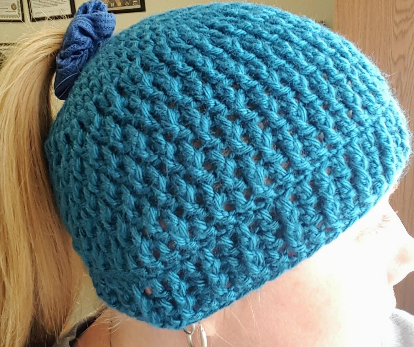 Handmade crochet ponytail messy bun beanie 2