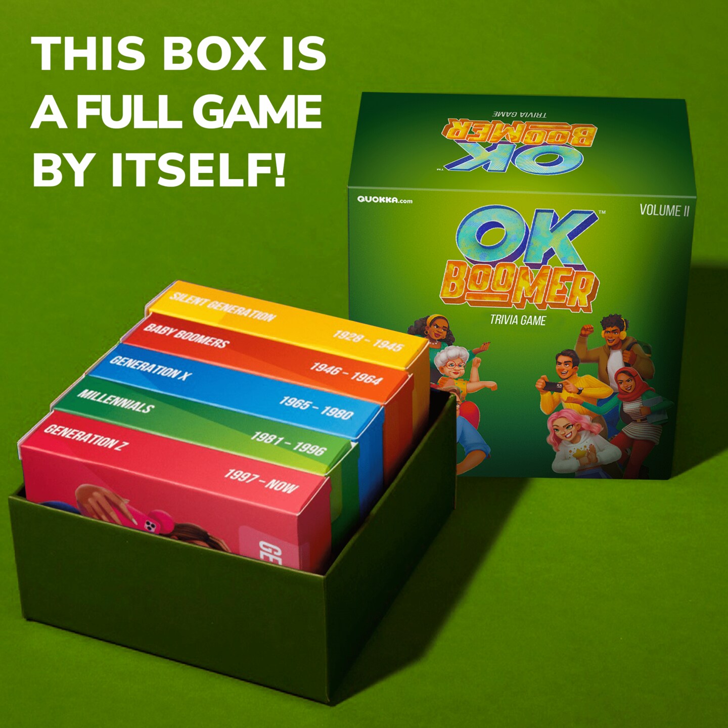 QUOKKA OK Boomer Family Game - Board Games for Family Night - Trivia Card Games for Adults & Family - Fun Party Millennials vs Boomers Game for All Ages 15+