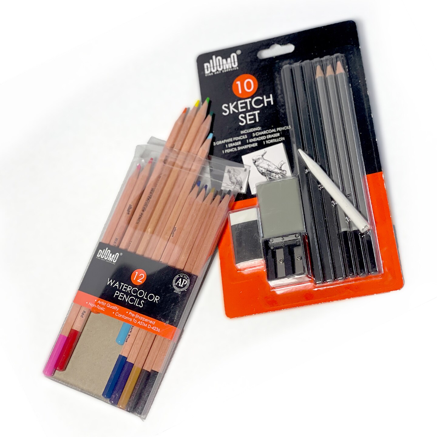 Duomo Fine Arts: 22pc Fine Art Starter Set - Includes 12 Watercolor Pencils &#x26; 10 Sketching Components, Drawing Art Supplies, Adults &#x26; Kids Ages 9+