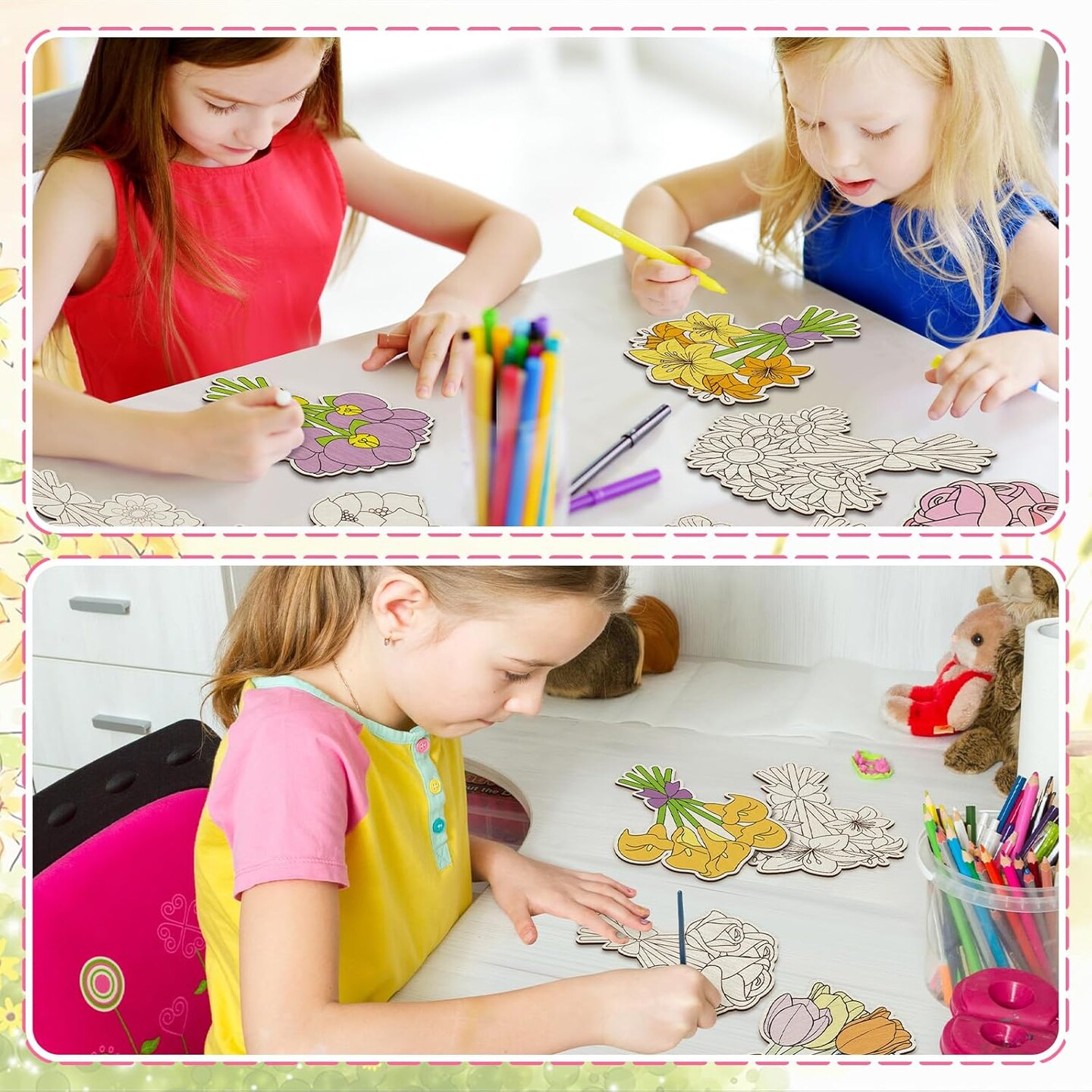 36 Pcs Wooden Flowers for Crafts