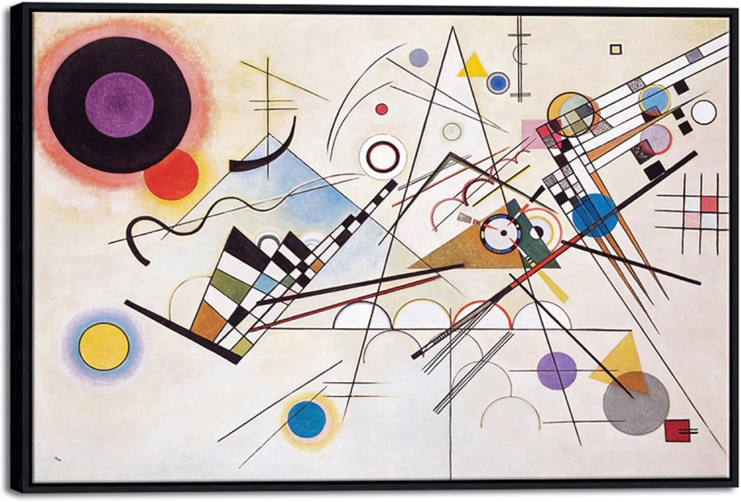 Large Framed Canvas Wall Art Wassily Kandinsky Composition VIII Picture Print of Famous Paintings Abstract Canvas Prints for Living Room Home Decor Wall Decorations
