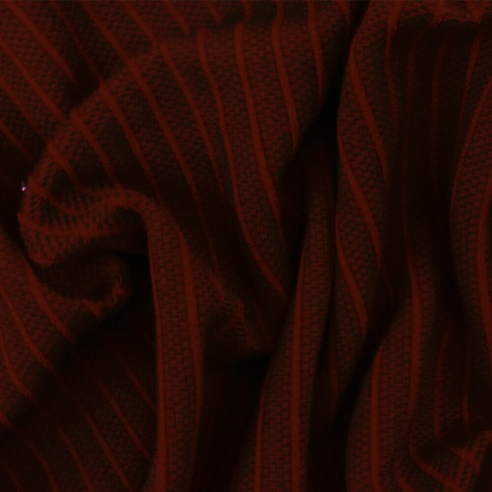 Red-Multi Famous Maker Tribal Stripe Border Stretch Jacquard Double Knit Fabric By the Yard