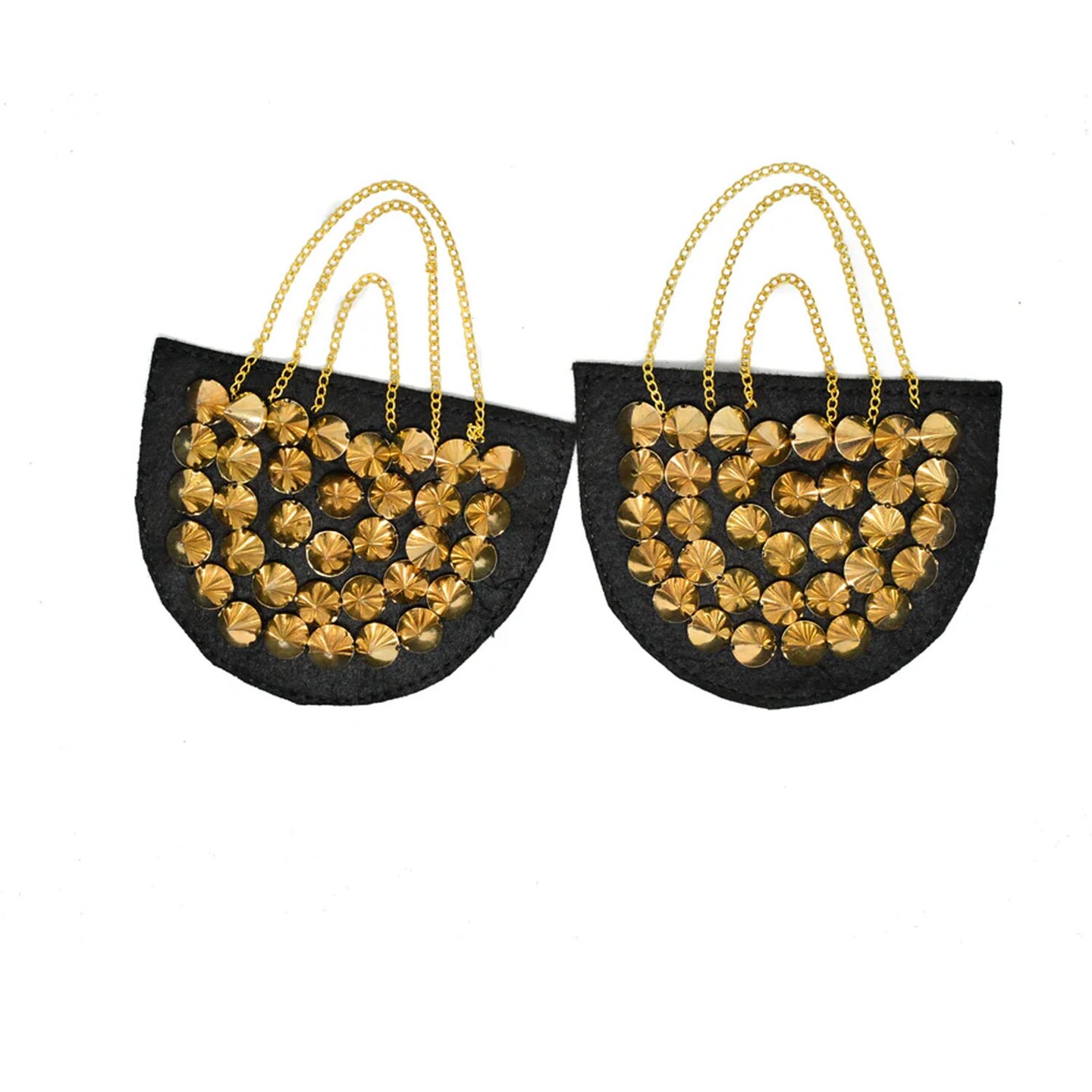 Gold Studded Shoulder Epaulet with Dangling Chains for Metal Head Designs