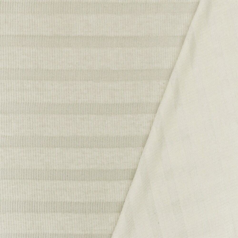 Pure Ivory-Ivory Stripe Stretch Cotton 2X2 Rib Knit Fabric By the Yard