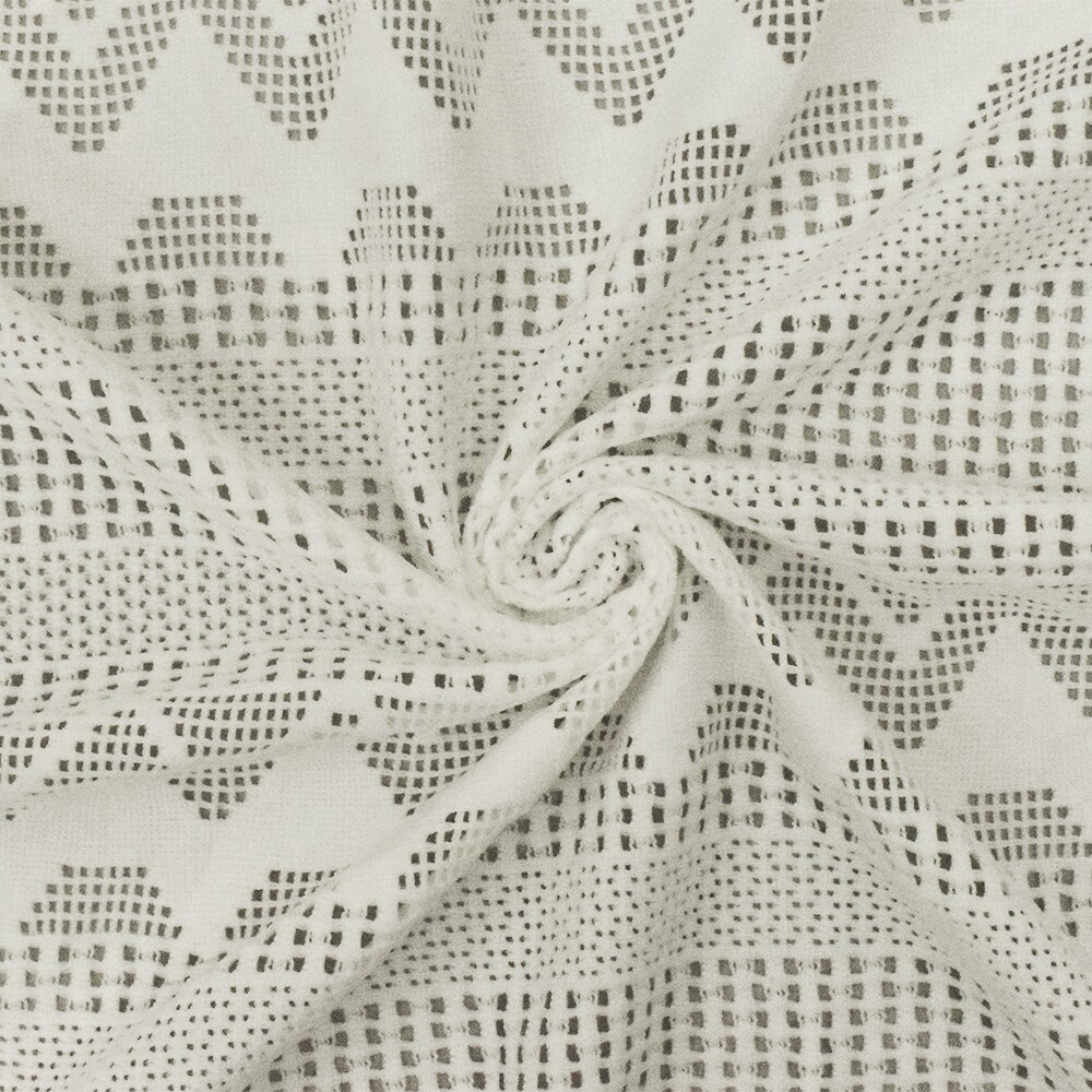 Rice Ivory Stripe Chevron Stretch Nylon Crochet Knit Fabric By the Yard