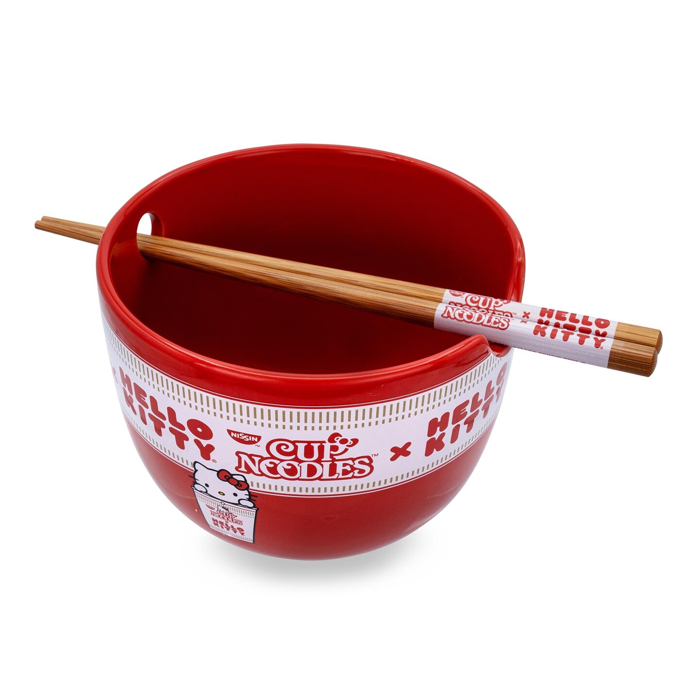 Silver Buffalo Sanrio Hello Kitty x Nissin Cup Noodles Ramen Bowl and Chopstick Set - Thumbnail 3
