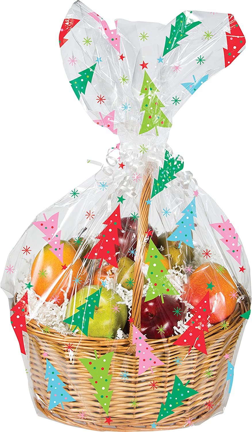 Colorful Christmas Trees Cello Treat/Basket Bag 24
