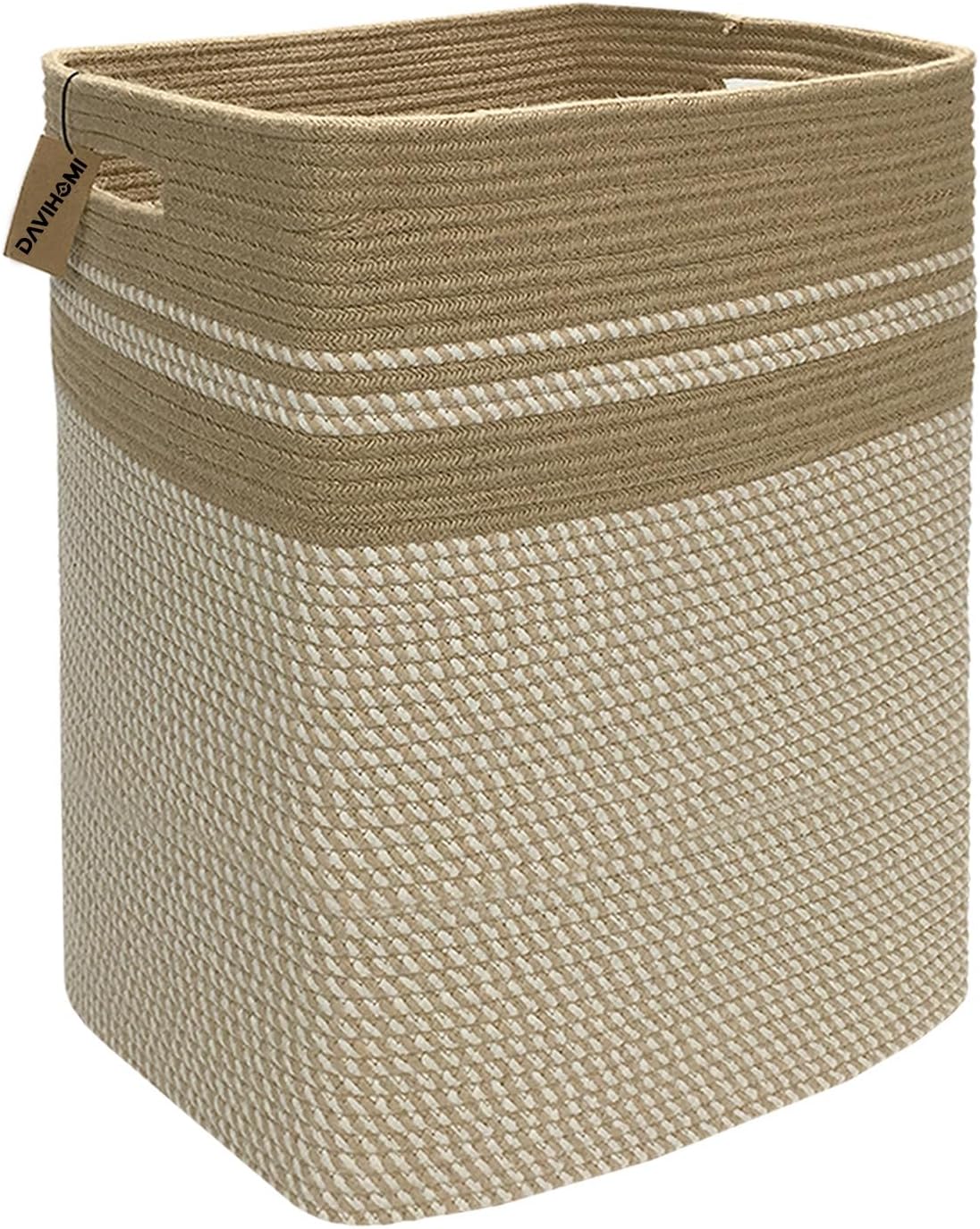 Laundry Hamper, Laundry Basket, Collapsible Cotton Rope Basket, Tall Woven Storage Basket