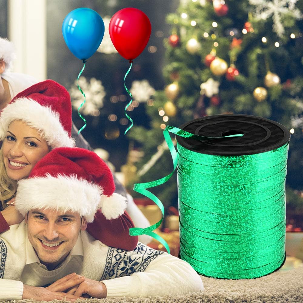 500 Yards Green Crimped Curling Ribbon Shiny Metallic Balloon Roll for Gift Box Wrapping Ribbon Florist Flowers Decoration,Church Stage Design,Party Decorations, Festival Art Craft Decor
