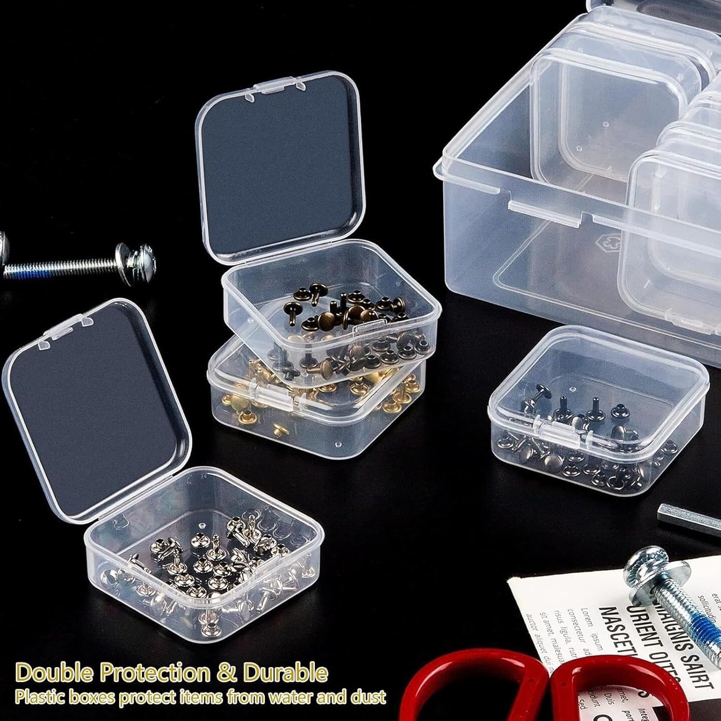 43-Slot Clear Plastic Jewelry Bead Organizer Box with Hinged Lids - Portable Craft Storage Container for Jewelry Making, DIY Crafts, Nail Art &#x26; Small Parts