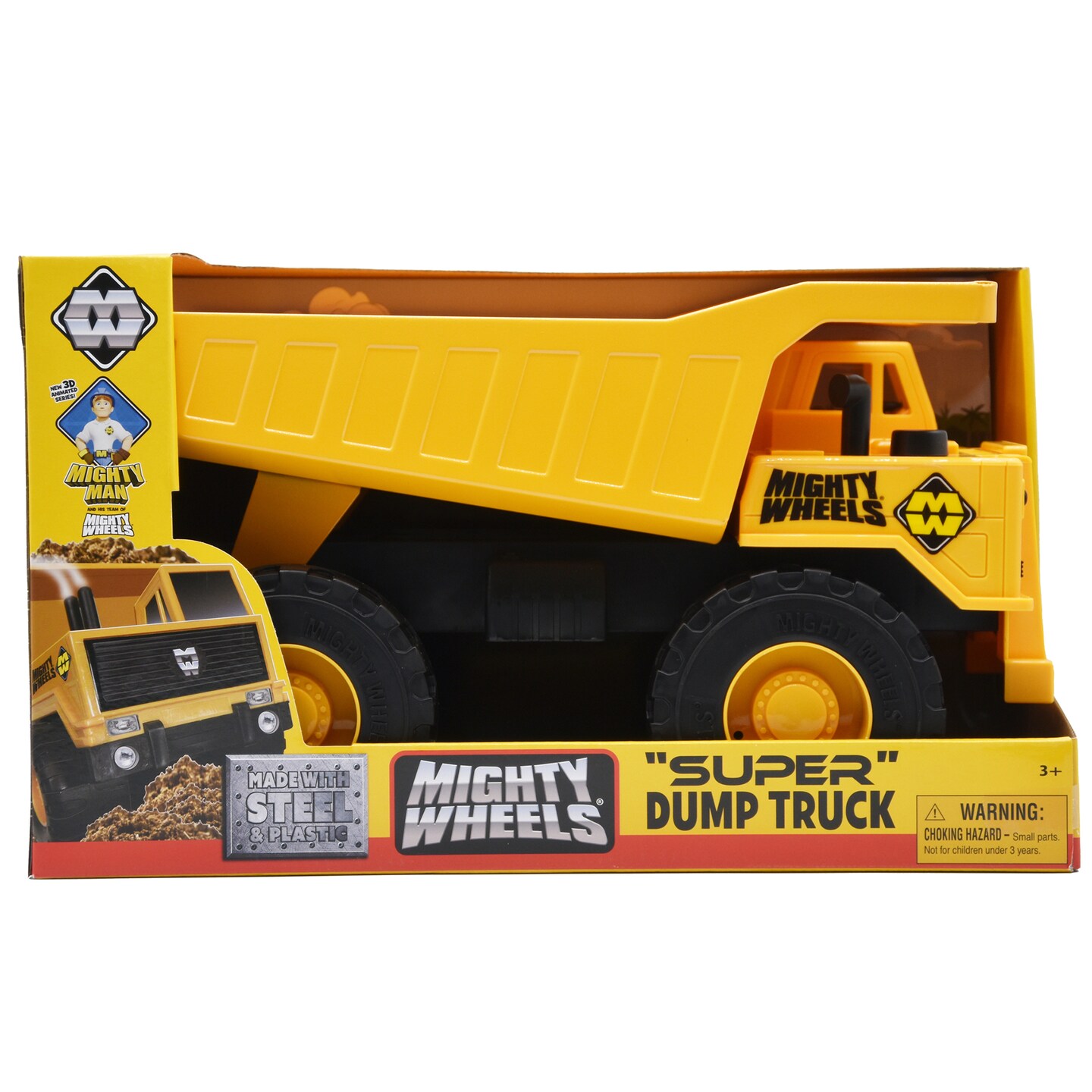 Mighty Wheels: 16&#x22; Super Dump Truck - Construction Transport Toy Vehicle, Realistic Moveable Tipping Load Bed, Durable Indoor-Outdoor Play, Kids 3+