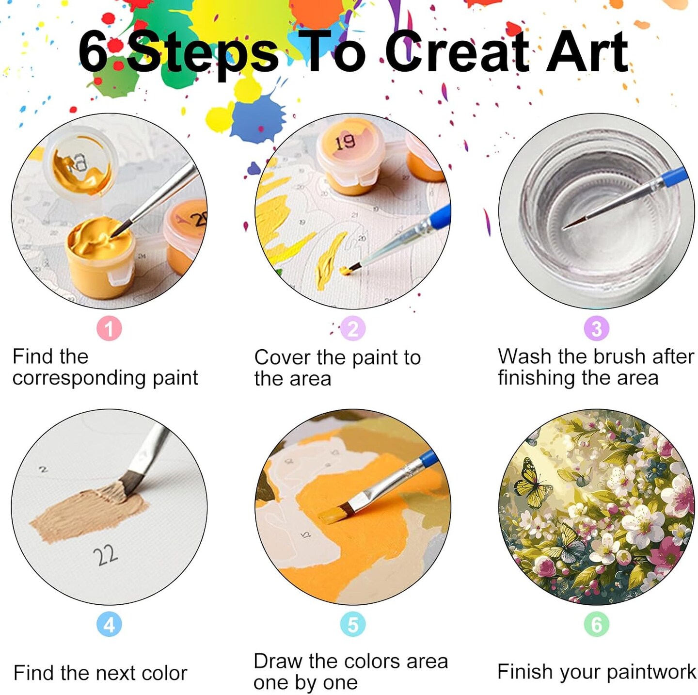 Paint by Numbers Kit for Adults Beginner, Flowers Butterfly Adult Paint by Number Kits on Canvas, Colorful Flowers DIY Acrylic Oil Number Painting Kits for Home Decor Gift 16&#x22;x16&#x22;