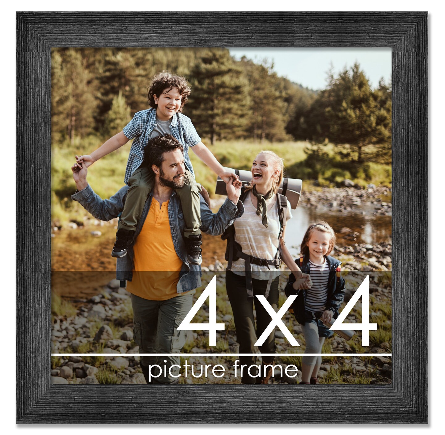 4x4 Wide Barnwood Picture Frame with UV-Resistant Acrylic & Acid Free Backing, Available in 6 Paint Finishes - Grey, Brown, White, and Black