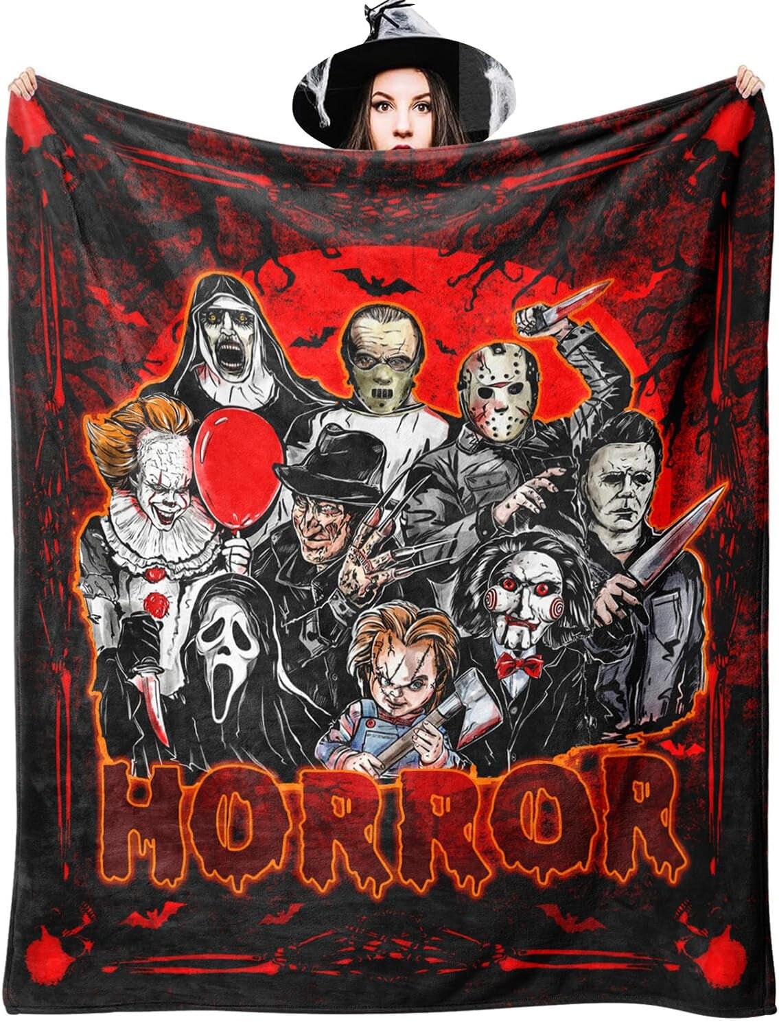 Halloween Horror Blanket Gifts for Women Men Adults Kids, Spooky Blanket, Halloween Fleece Throw Blanket, Halloween Blankets and Throws, 50"X60"