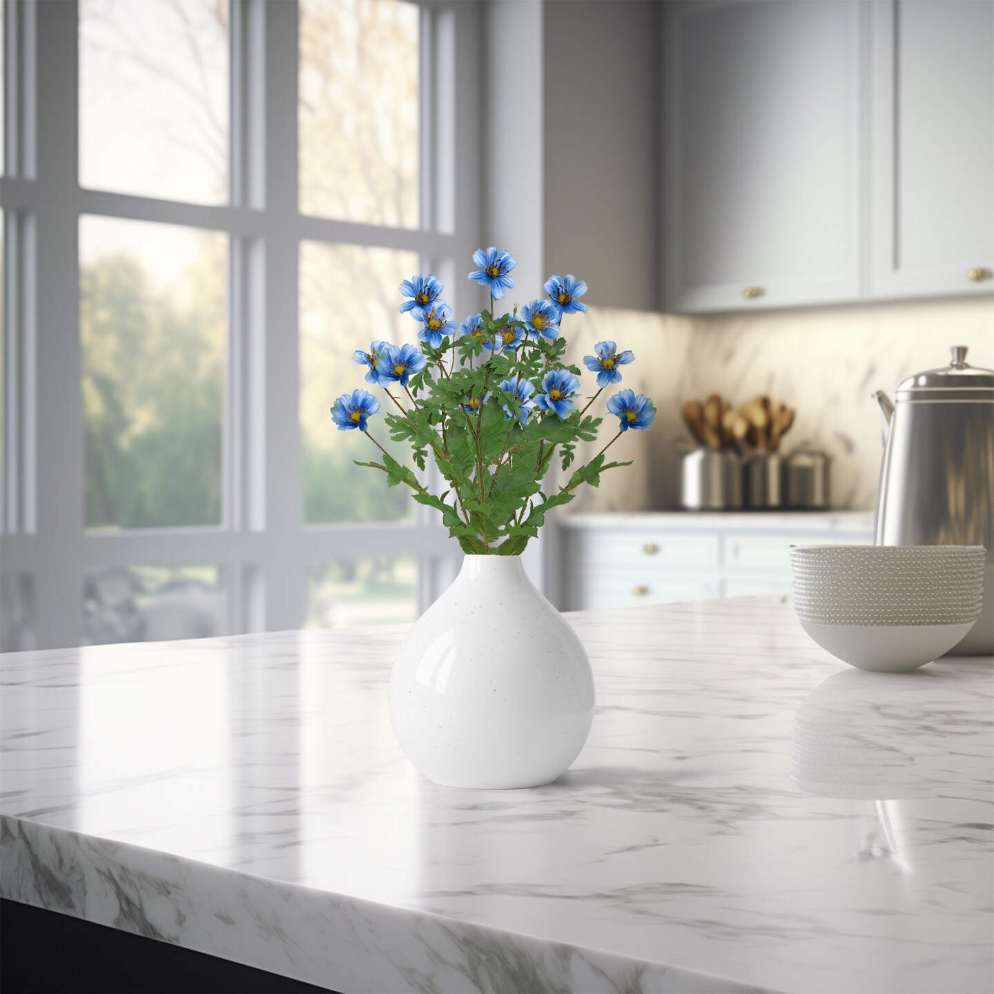 Northlight Artificial Floral Cosmos Sprays- 33" - Blue - Set of 6