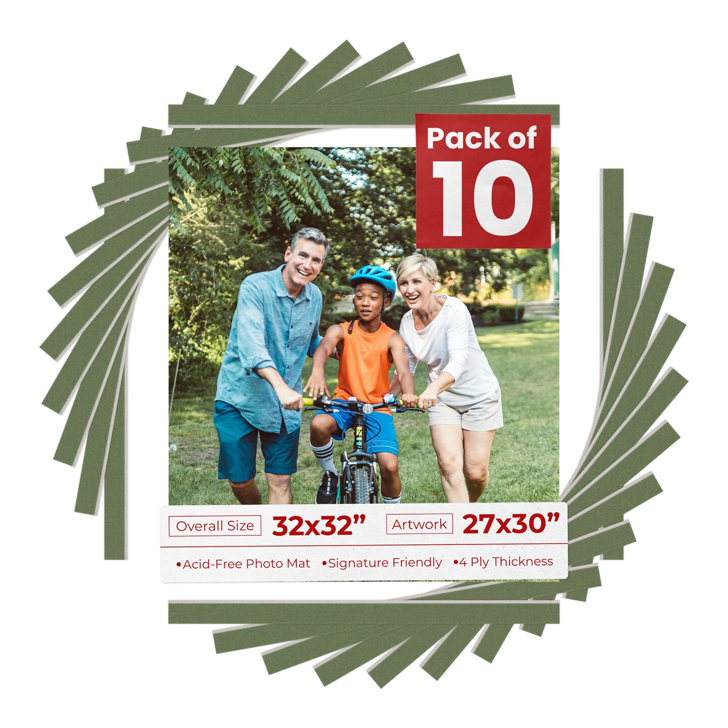 Dill Green Mat Board for 32x32 Frames - Fits 27x30 Photos, Color: Green ...