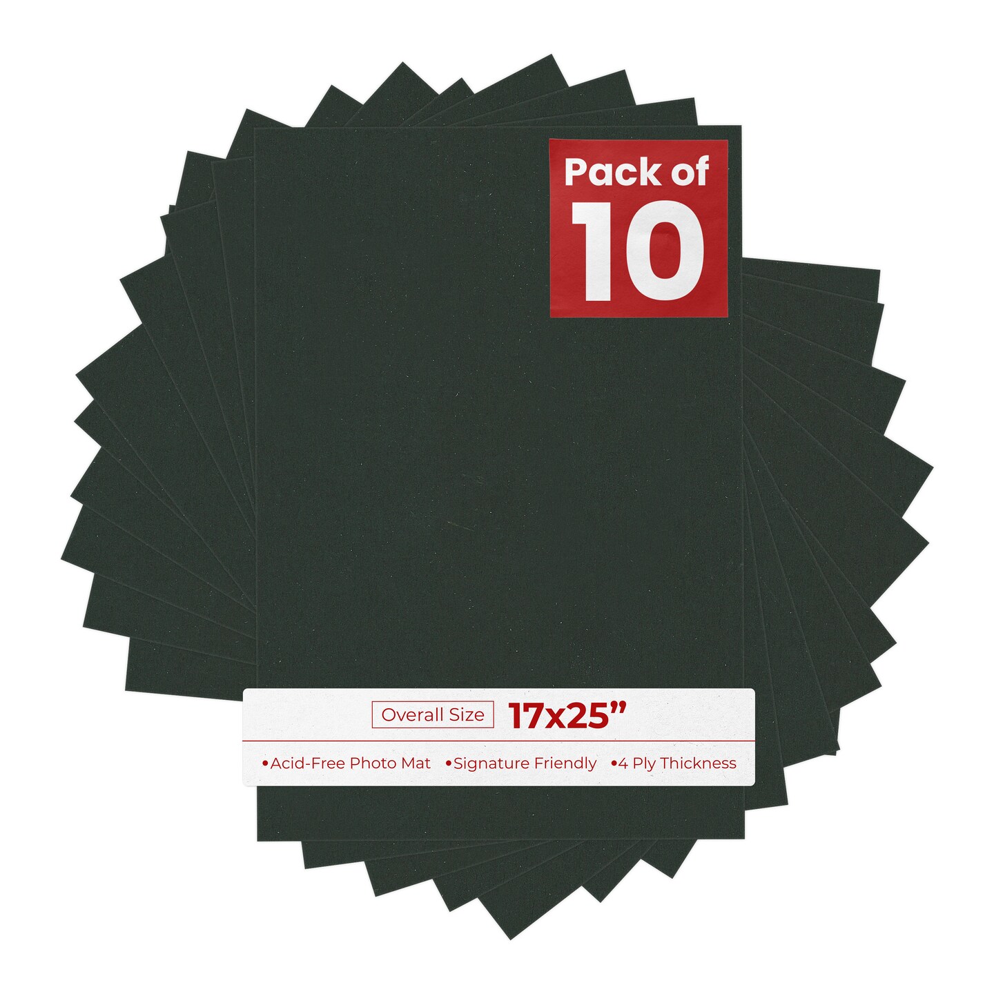 Textured Black 17x25 Uncut Mat Board - Blank Sheets, No Opening