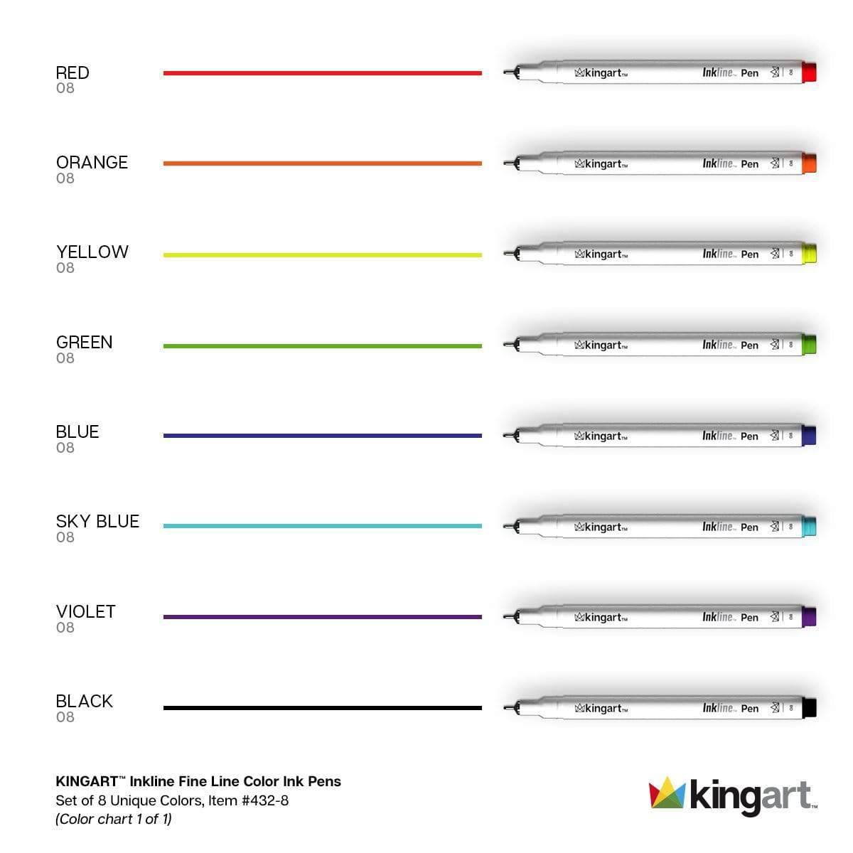 PRO Inkline&#x2122; Fine Line Pens, 8 Colors, Size 8
