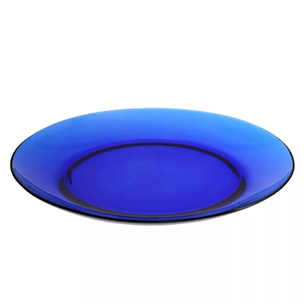 Borosilicate Glass Dessert Plate, Blue Glass Plate, 9.45&#x22; Bread / Side Plate