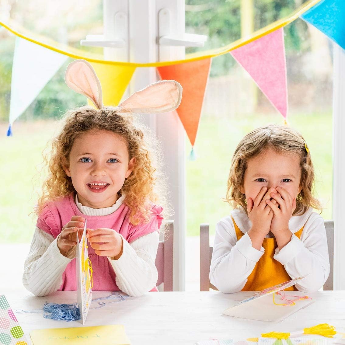 Fabric Rainbow Bunting with Tassels - 10ft | Triangle Flag Pennant Garland, 100% Cotton, Home D&#xE9;cor, Indoor Outdoor Birthday Party Decorations