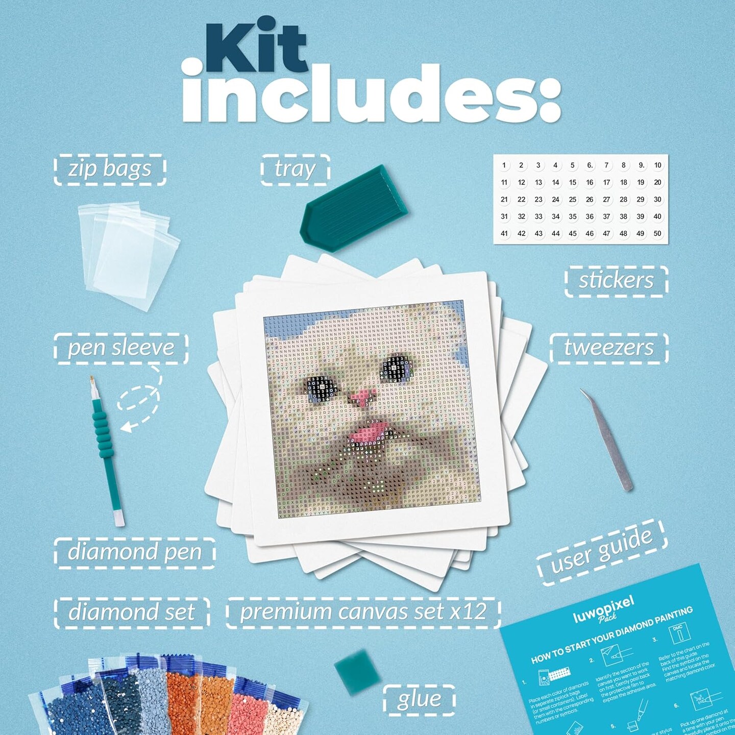 12 Pack Diamond Painting Kits for Adults - Brilliant Art Diamond Painting Kit - Paint Gem Art for Adults - Meme Cats 2.0