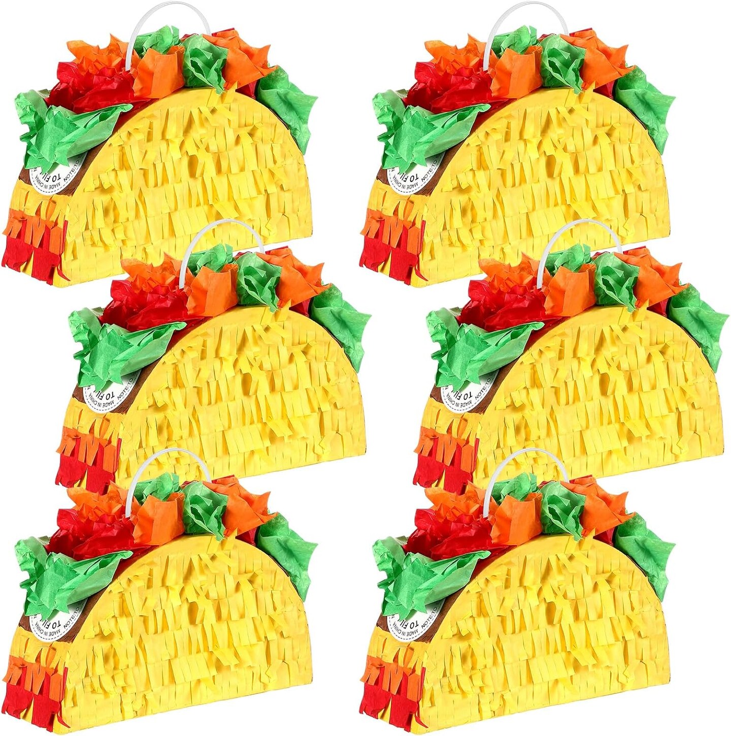 6 Pcs Mini Mexico Taco Pi&#xF1;atas for Cinco de Mayo Party, Little Fiestas Pi&#xF1;ata for Mexican Decorations Pi&#xF1;atas Celebrate Birthday Party Mexican Carnivals Taco Tuesday Event