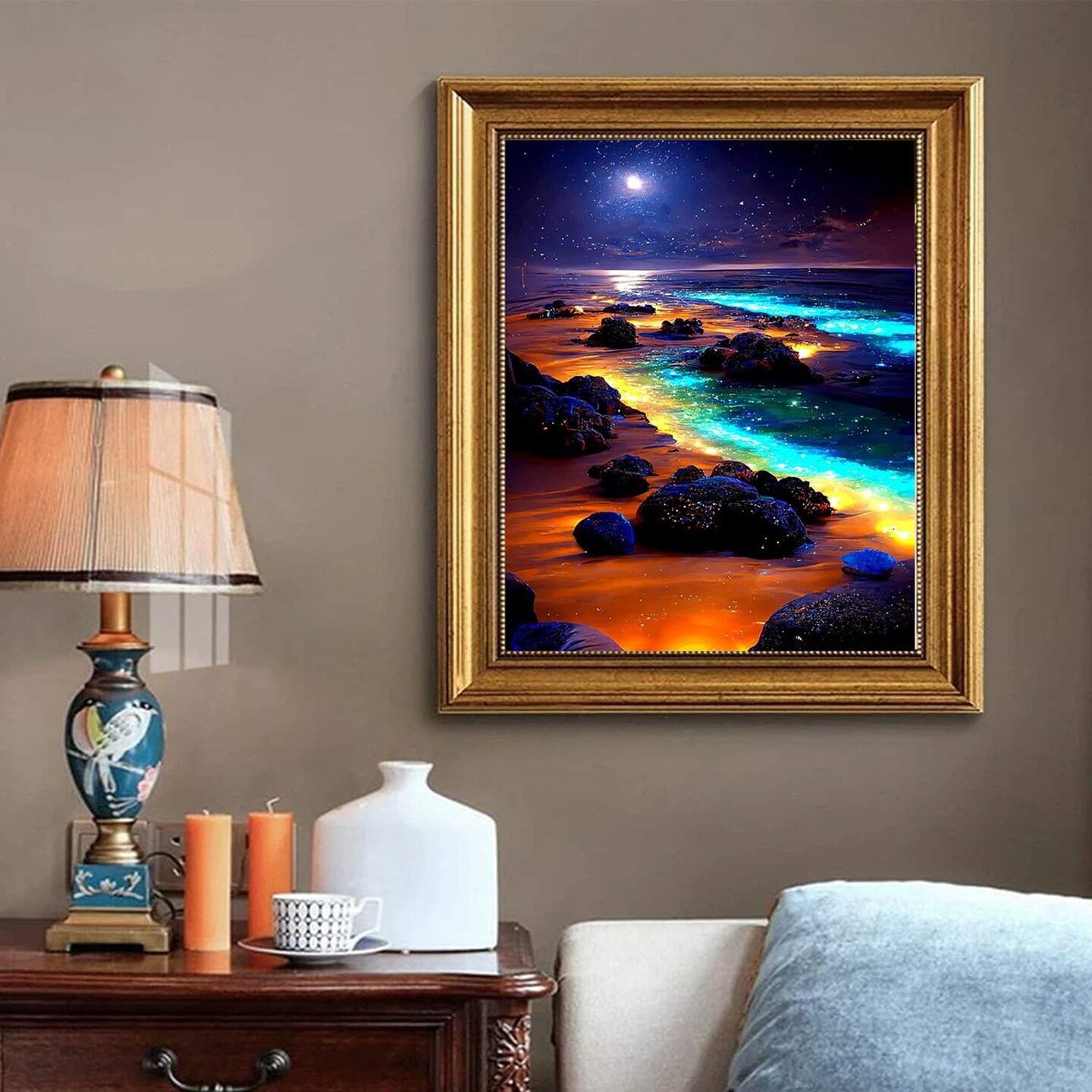 Beach Paint by Numbers for Adults - Landscapes Paint by Number on Canvas Without Frame, DIY Scenery Oil Painting for Gift Home Wall Decor (16x20 inch)
