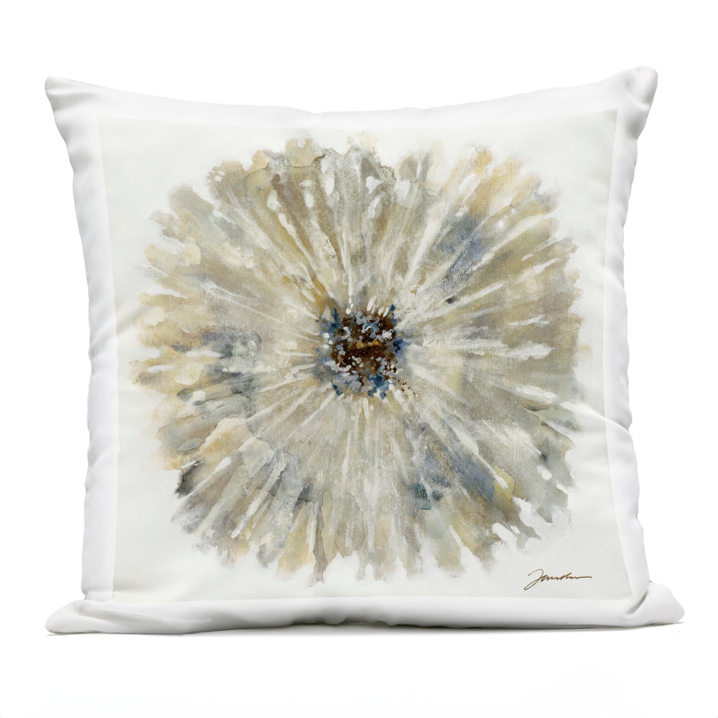 Stupell Industries Neutral Rustic Abstract Flower Outdoor Printed Pillow design by Liz Jardine, 18 x 7 x 18