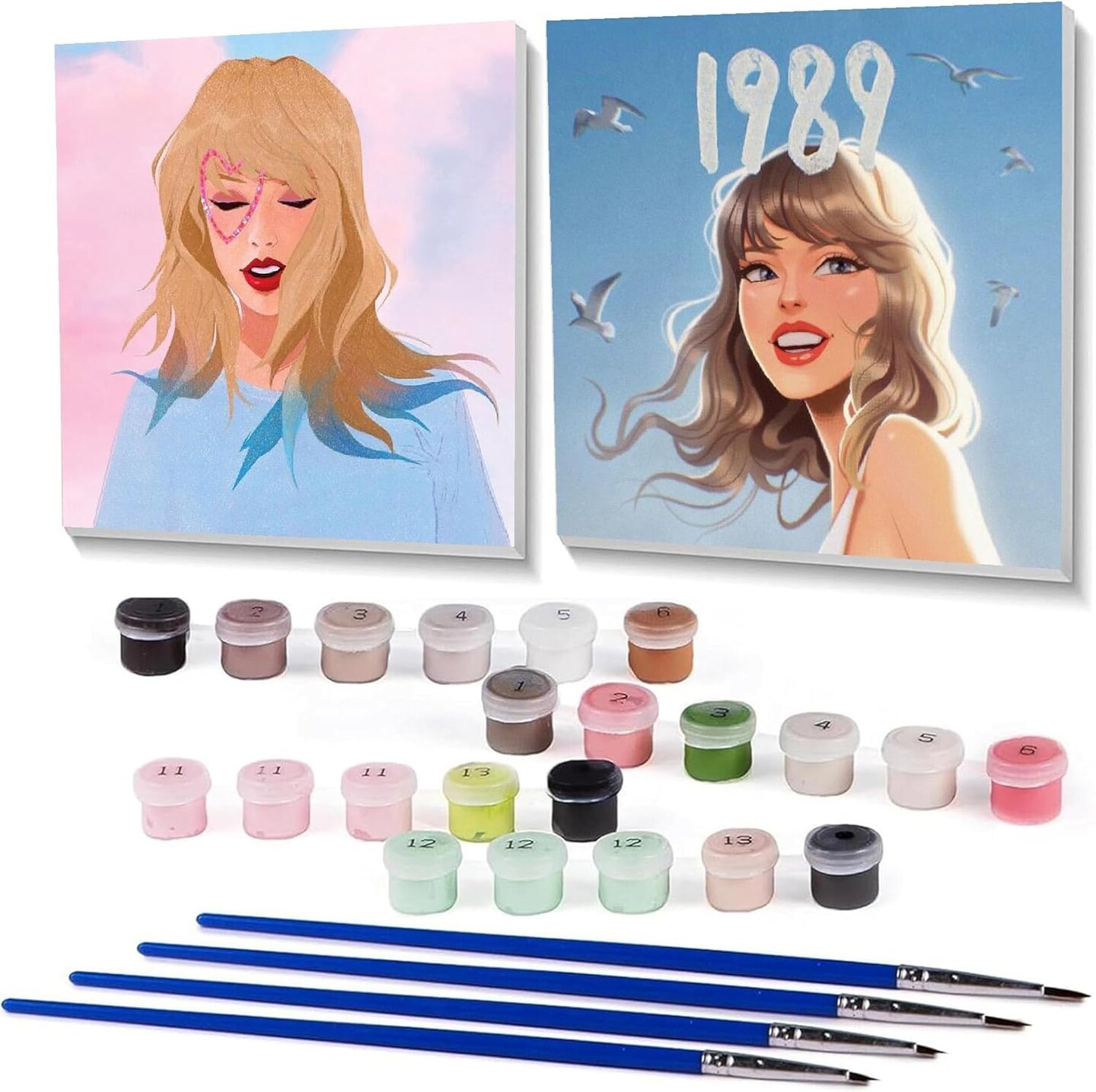 2 Packs Paint by Numbers Kits for Adults with Framed,Adults' Paint-by-Number Kits on Canvas Easy Acrylic Watercolor Oil Painting by Number for Adults Adults for Home 8x8 inchs(Singers)