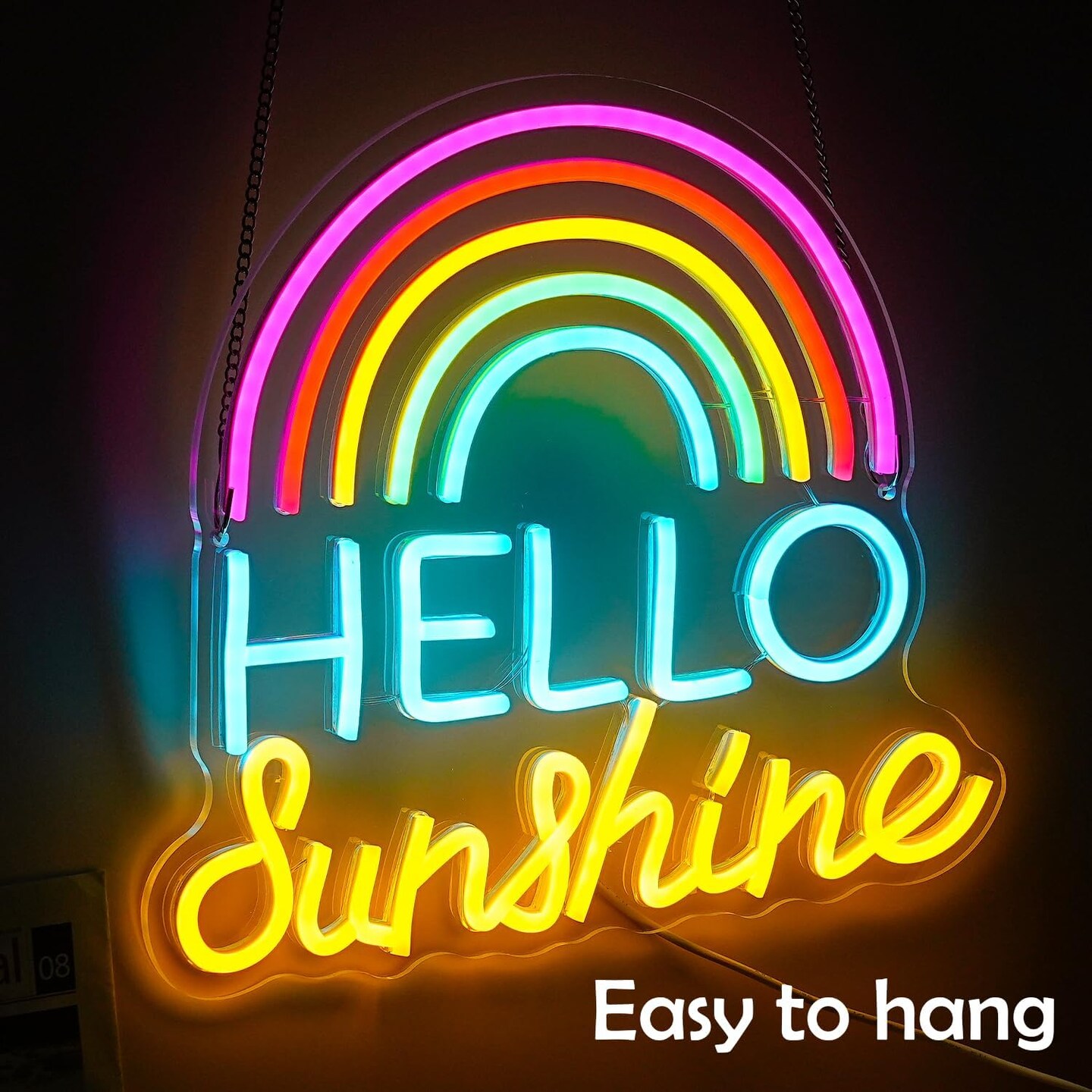 Hello Sunshine Neon Sign LED &#x2013; Hello Sunshine Neon Lights for Wall Decor &#x2013; Sunshine LED Light Up Sign for Bedroom, Party, Gifts for Friends, Boys, and Girls