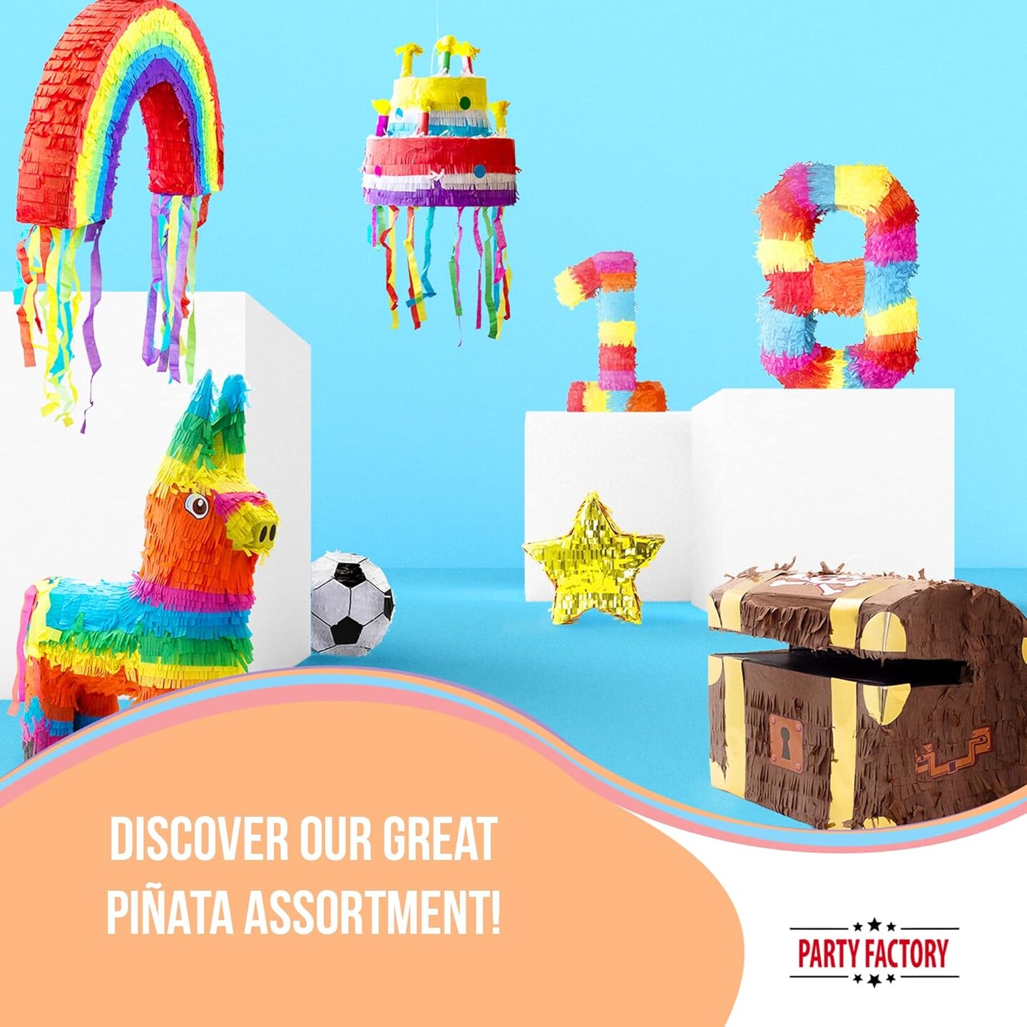 Party Factory Numbers Pinata 0-9, Birthday Decoration, Papier-Mache, 16.5 x 13.7 x 3.1 inch