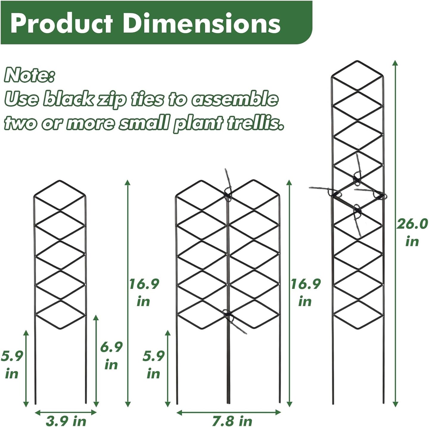Stackable Metal Trellis for Potted Plants - 4 Packs