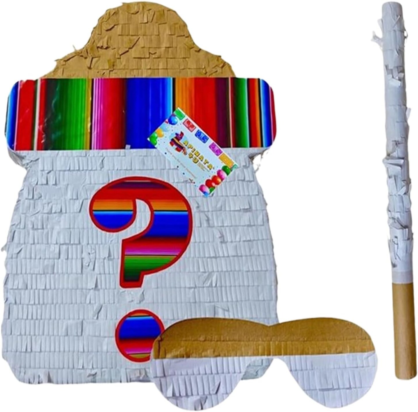 Gender Reveal Pinata Kit (17.5x13.5x3.5 Inch) - Baby Bottle Shape for Fiesta Theme - Complete with Stick and Mask - Cinco de Mayo Celebration Fun!