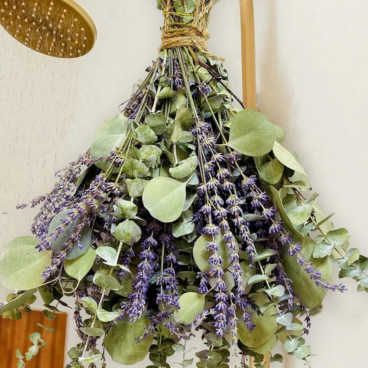 120 PCS Mix Dried Eucalyptus Stems &#x26; Lavender Flowers for Shower - 17&#x27;&#x27; Real Large Silver Dollar Leaves Branches, Fresh Hanging Plants for Vase, Natural Fragrance, Home Aromatic, Wedding Decor