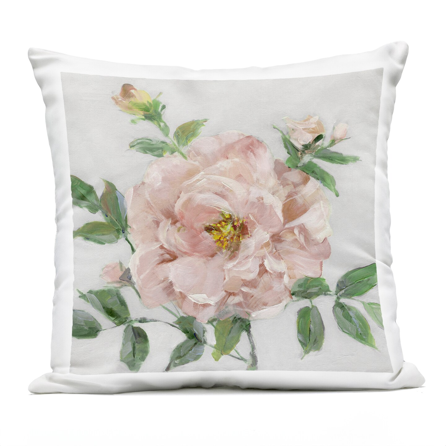 Stupell Industries Pink Carnation Blossom Outdoor Printed Pillow design by Sally Swatland, 18 x 7 x 18