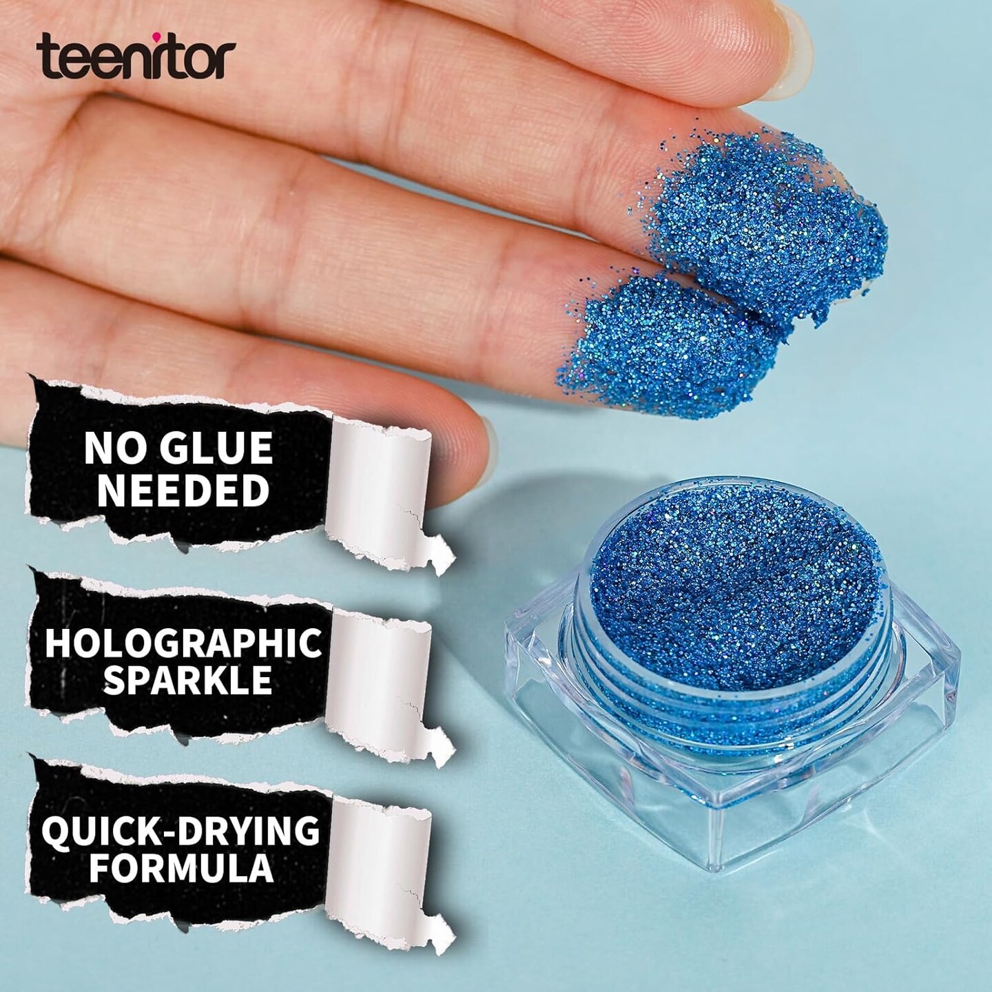 Face &#x26; Body Glitter - Blue, Hair Glitter Gel, 6 Shapes Festival Makeup Glitter for Face, Hair &#x26; Body
