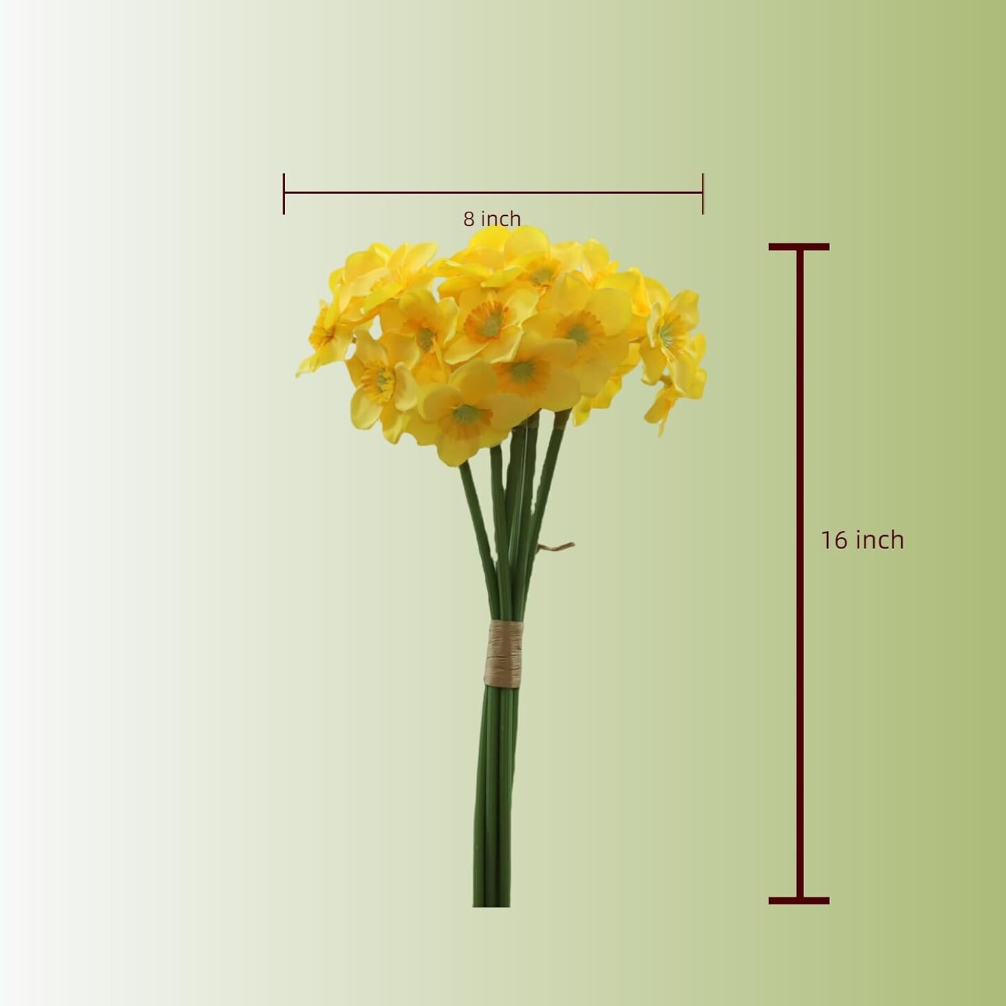 Summer Artificial Daffodil Silk Floral Arrangement – 2 Bundles, Yellow Decorative Home and Office Accent