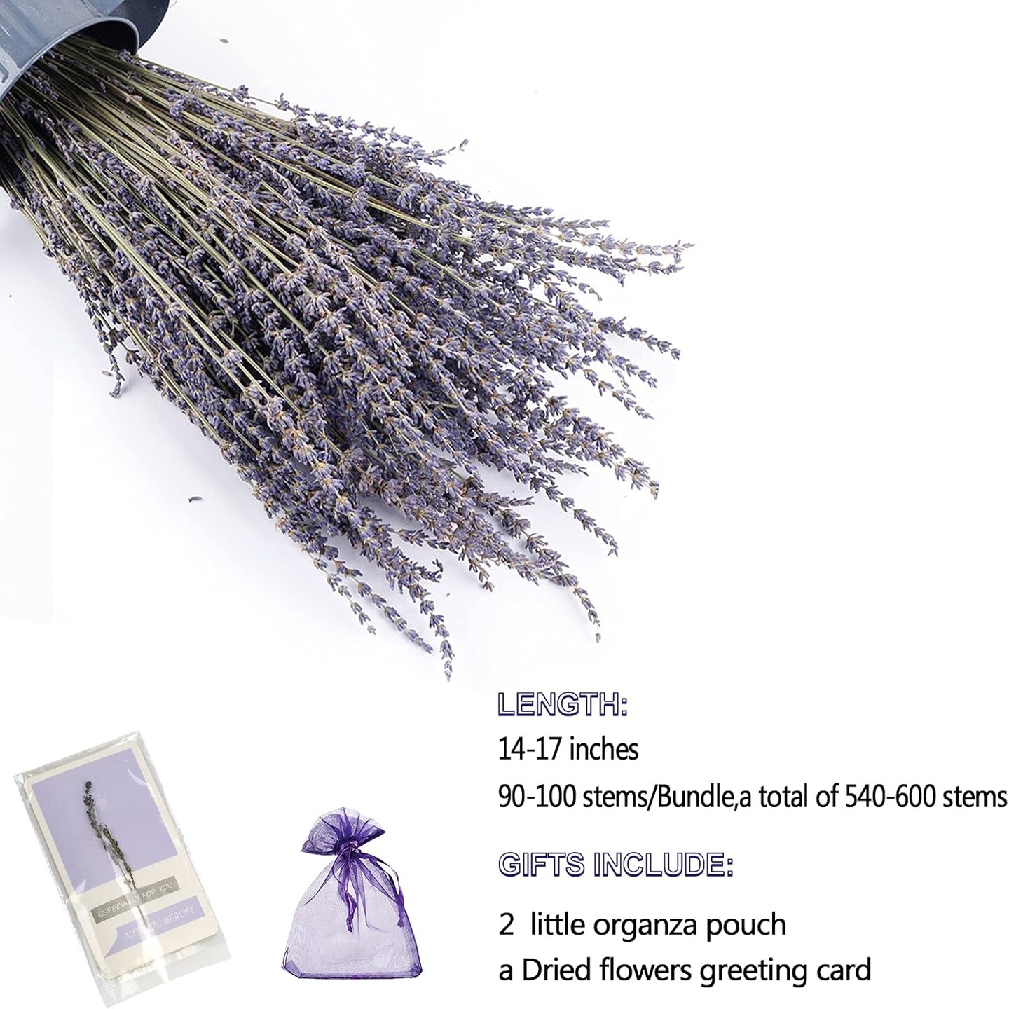 Natural Dried Lavender Flowers Bouquet Bundles with Stems 6 Pack -Christmas Day Valentine's Day Gifts Home Fragrance Decoration