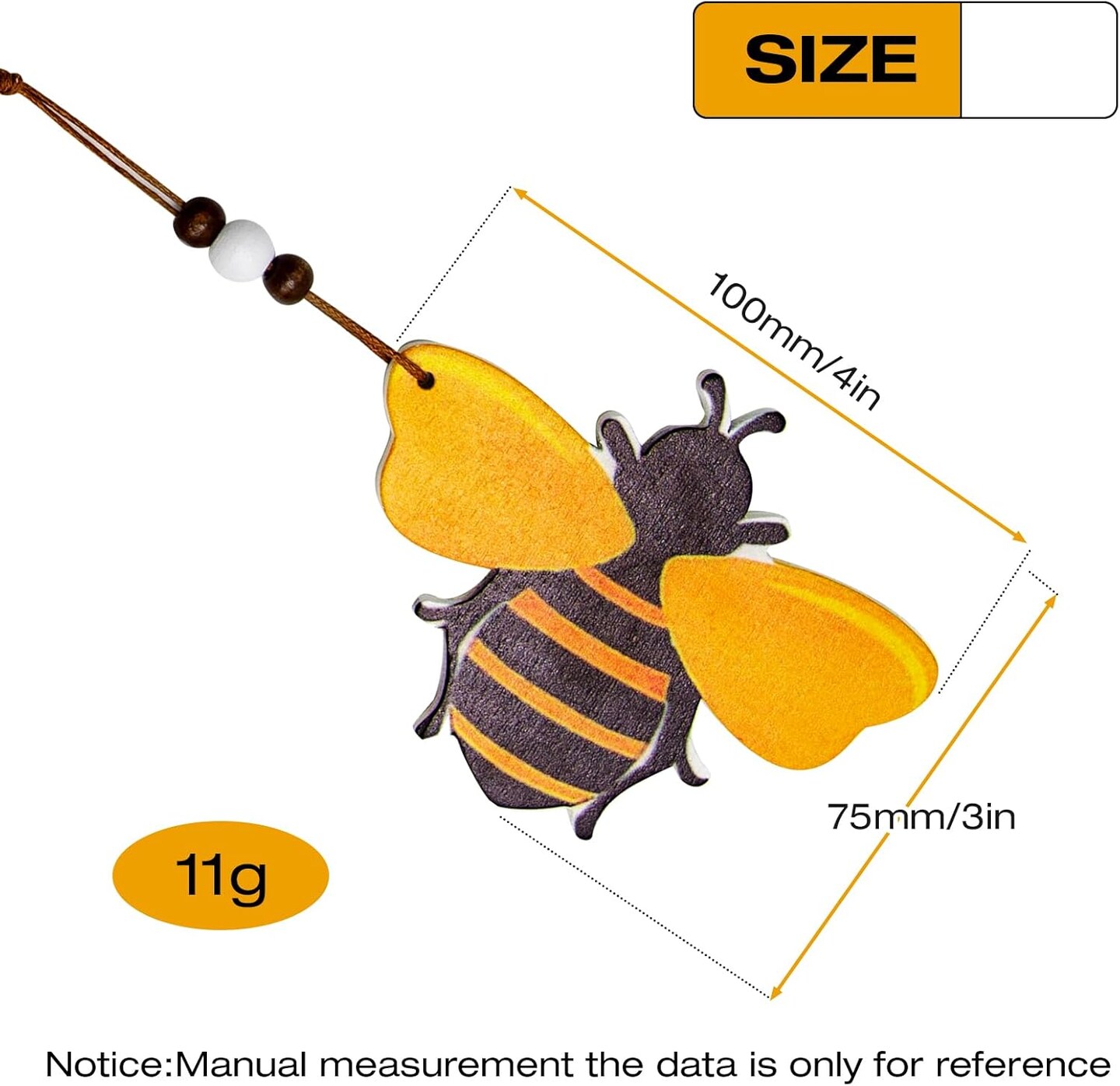 15 Pcs Wooden Bumblebee Ornaments Cute