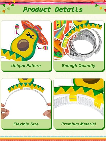 Sombrero Party Hats, Mexican Sombrero Headbands, Colorful Cardboard Cinco De Mayo Headbands, Fiesta Sombrero