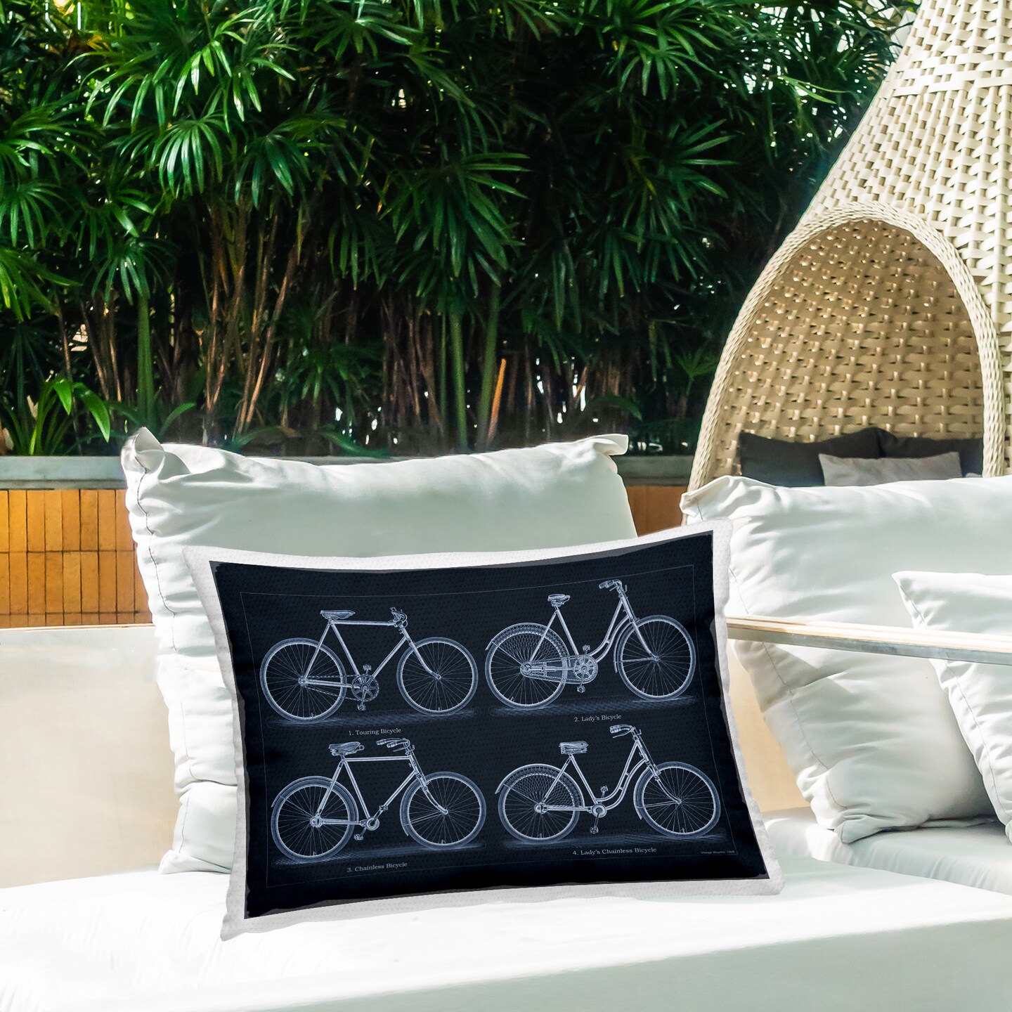 Stupell Industries Traditional Bicycle Styles Diagram Outdoor Printed Pillow design by Phillipa Katz, 14 x 7 x 20