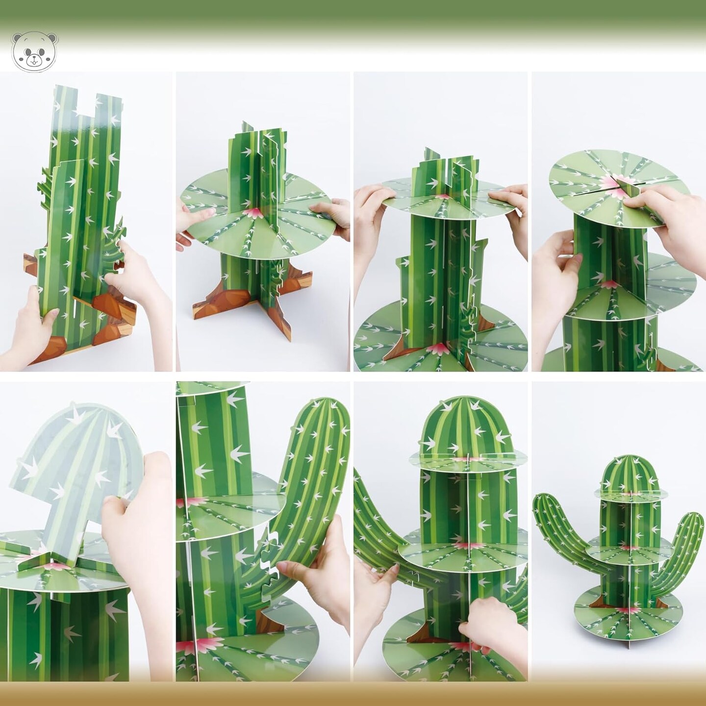 3 Tier Cactus Cupcake Stand, Green Cactus Shape Cupcake Holder for Mexican Fiesta Party Supplies, Taco Party Decorations, Cinco De Mayo Party Favors